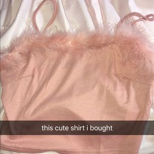 pink fur lined crop top